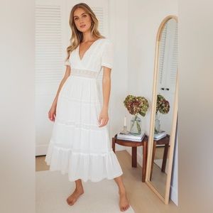 White Lace Long Dress - Lulu’s